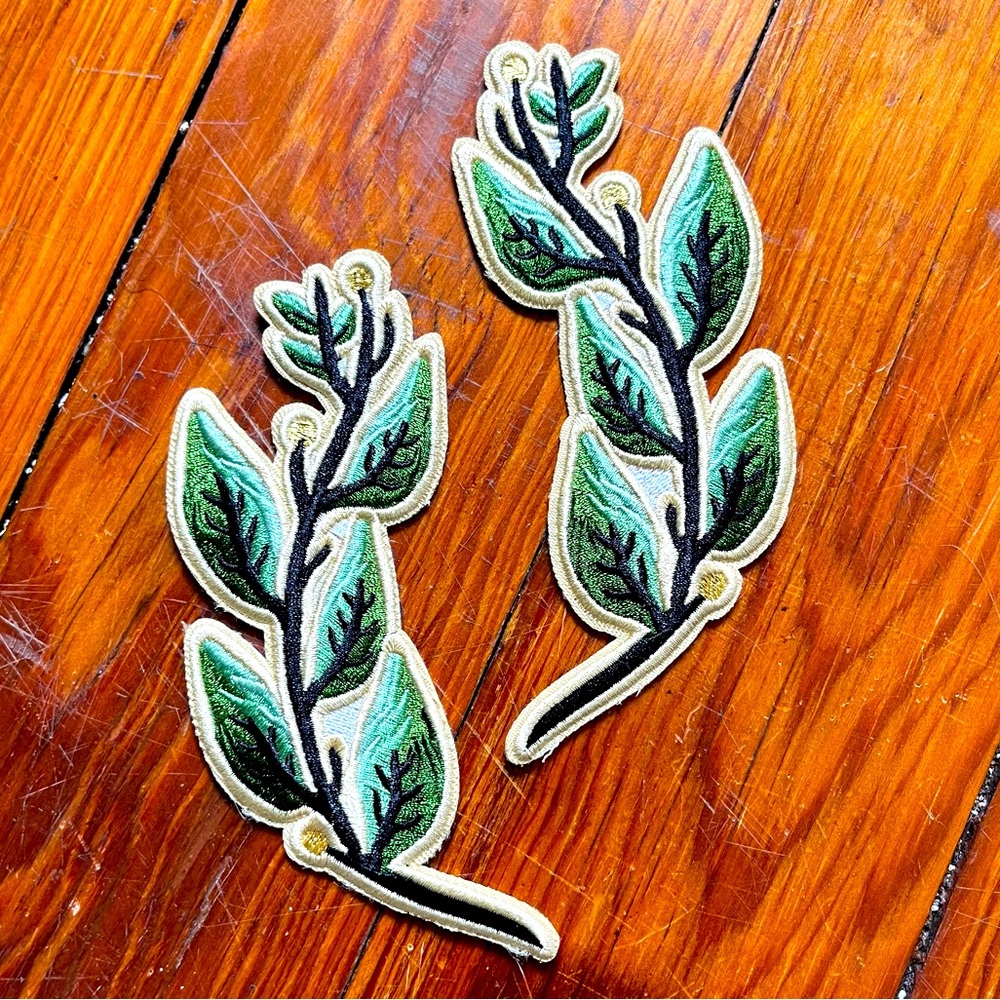 Green Leaf Embroidered Patches